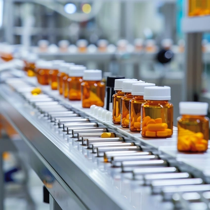 Frascos de plástico con tapa de seguridad llenados con cápsulas en línea de envasado farmacéutico